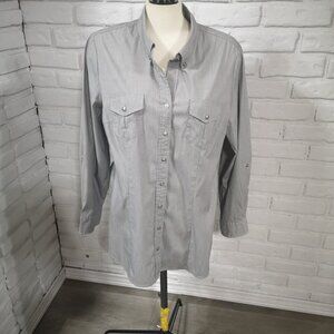 Edit by Jeanne Beker Ladies Size 14W Grey Button Front Shirt